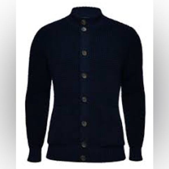 Emanuel Berg Blue Merino Wool Cardigan Sweater Small new retails $595 - Picture 1 of 10